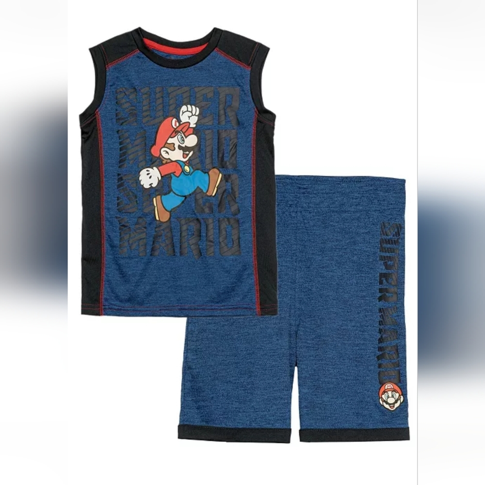 Toddler Boys Super Mario Jump Active Tank Top and Shorts Set, 2 Piece